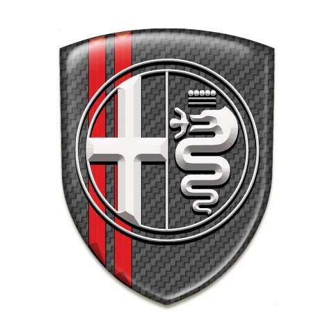 Alfa Romeo Silicone Badge Carbon With Red Lines