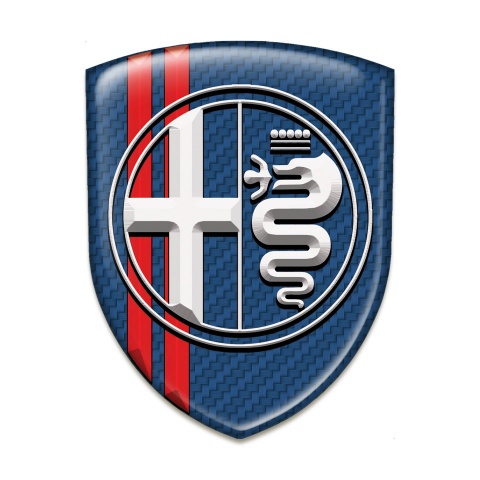 Alfa Romeo Auto Emblem Navy Blue carbon with Red Lines Model 