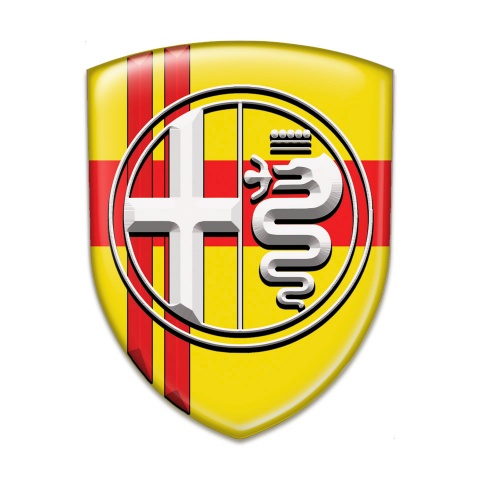 Alfa Romeo Emblem Badge Logo Yellow base with Crossed Red Lines 