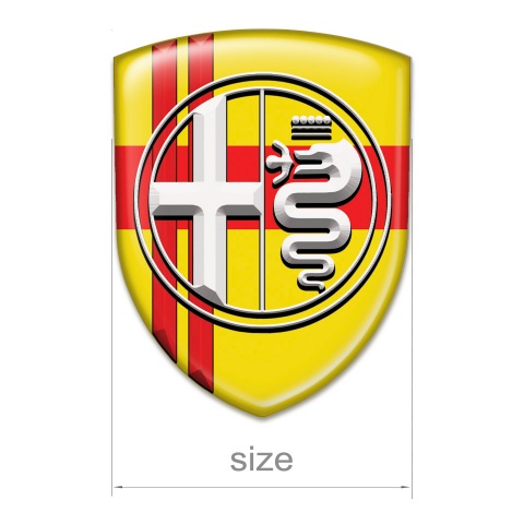 Alfa Romeo Emblem Badge Logo Yellow base with Crossed Red Lines 