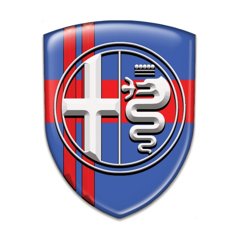 Alfa Romeo Logo Emblem Blue Base with Crossed Red Lines Style 