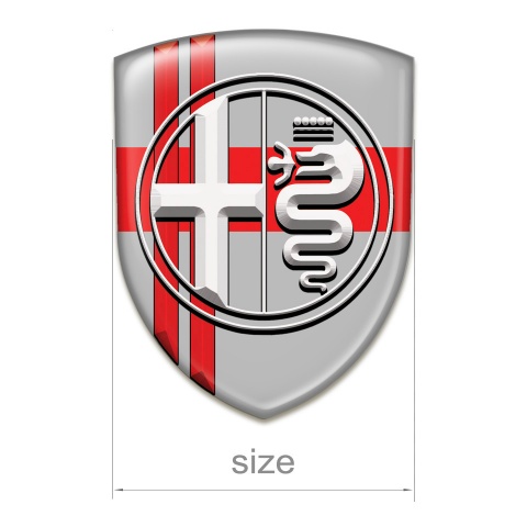 Alfa Romeo Domed Emblem Gray Base Crossed Red Lines Design 