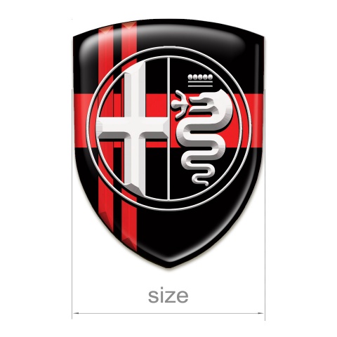 Alfa Romeo Silicone Emblem Black Base with Crossed Red Lines Style 