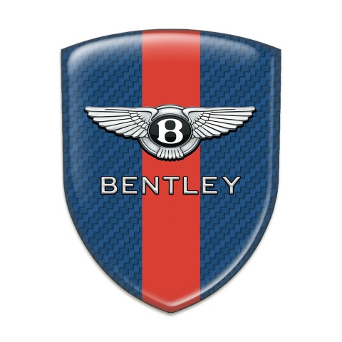 Bentley Self Adhesive Emblem Logo Navy Blue Carbon Print Red Band Decoration 