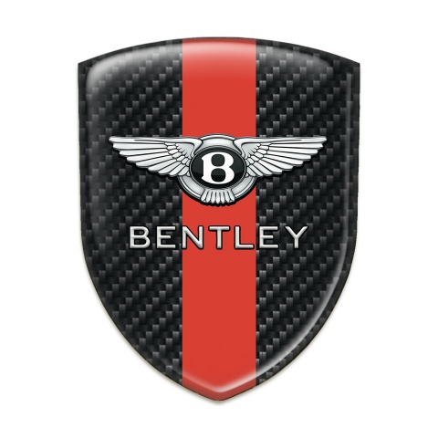Bentley 3D Gel Emblem Black Carbon with Red Band Design 
