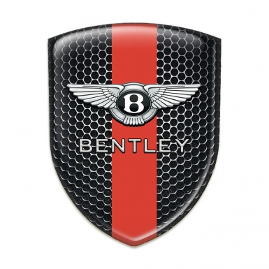 Bentley Tuning Badge  Perforated Steel with Red Band Design 