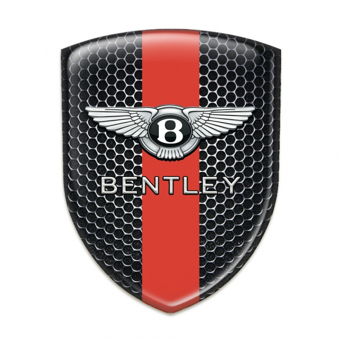 Bentley Tuning Badge  Perforated Steel with Red Band Design 
