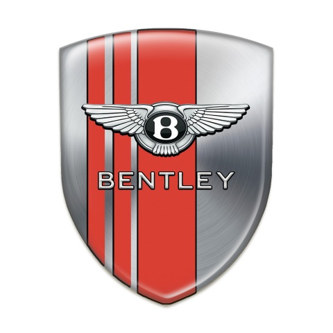 Bentley Self Adhesive Car logo Emblem Silver with Red Stripes Edition 