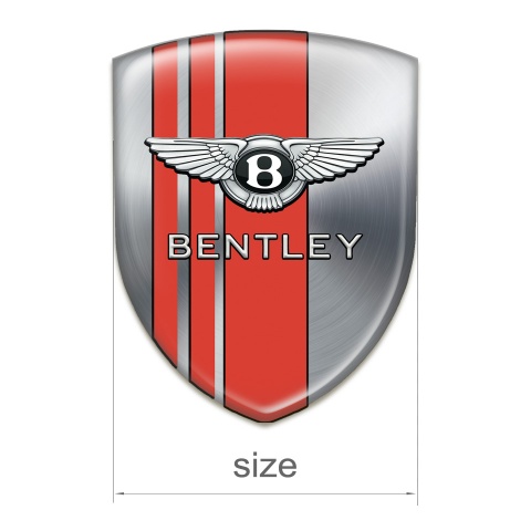 Bentley Self Adhesive Car logo Emblem Silver with Red Stripes Edition 