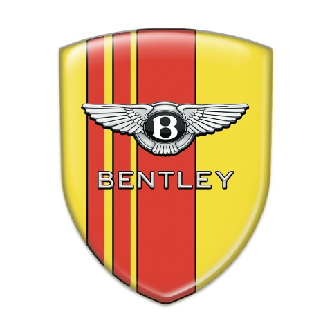 Bentley Self Adhesive Emblem Logo Yellow with Red Lines Edition 
