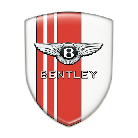 Bentley Domed Emblem White with Red Lines Edition 