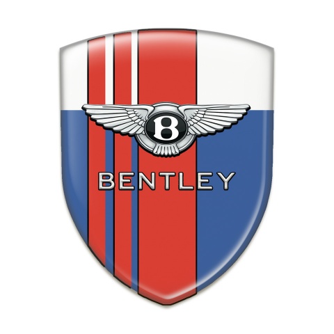 Bentley 3D Gel Emblem Blue White with Red Stripes Style 