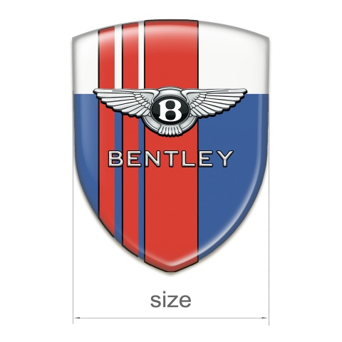 Bentley 3D Gel Emblem Blue White with Red Stripes Style 
