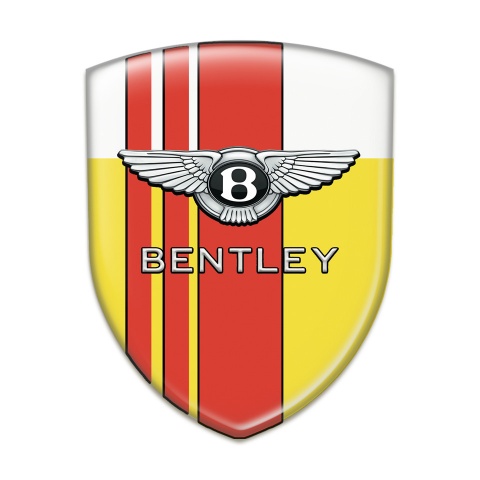 Bentley 3D Gel Emblem Yellow White with Red Lines Style 
