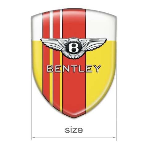 Bentley 3D Gel Emblem Yellow White with Red Lines Style 