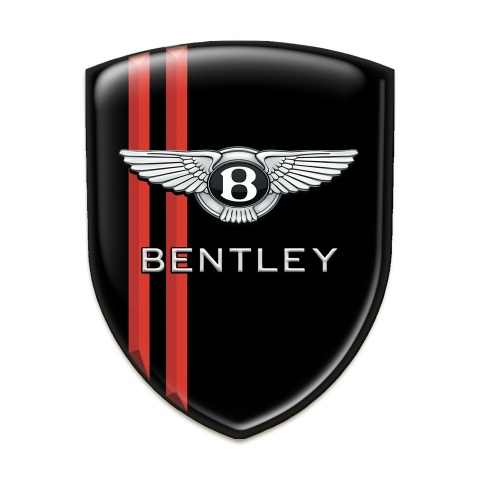 Bentley Self Adhesive Car logo Emblem Black with Red Streaks Style 