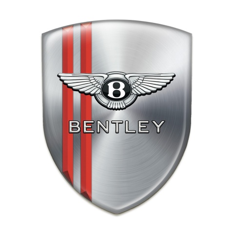 Bentley Car Interior Badge Silver with Red Streaks Style 