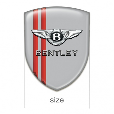 Bentley Silicone Car Decal Badge Gray with Red Streaks Style 