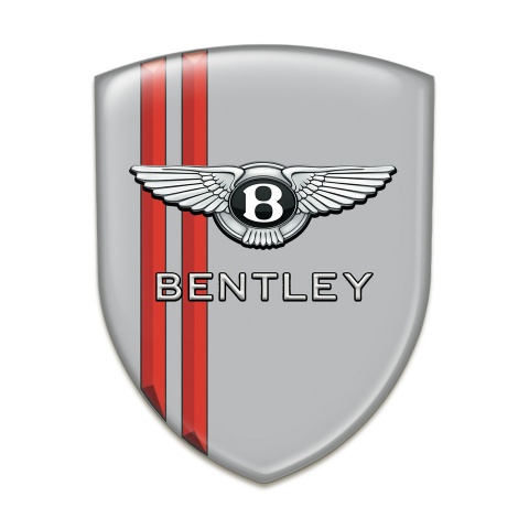 Bentley Silicone Car Decal Badge Gray with Red Streaks Style 