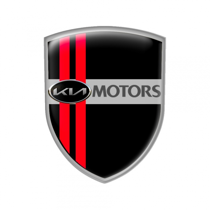 Kia Shield Silicone Emblem Black Red Motors, Domed Emblems, Stickers