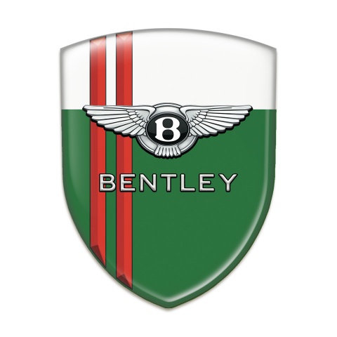 Bentley Emblem Badge Logo Green White Print Red Streaks Style 