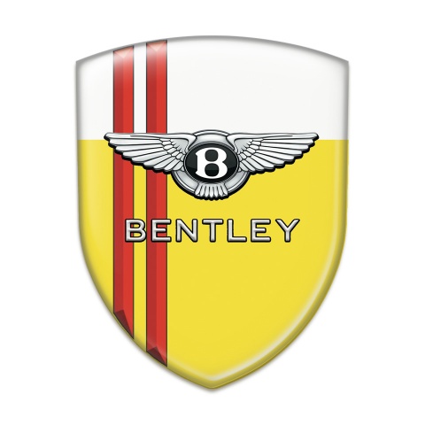 Bentley Self Adhesive Emblem Logo Yellow White with Red Lines Style 