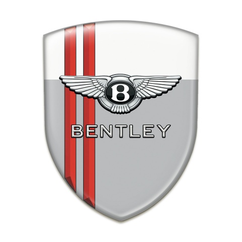 Bentley Domed Emblem Gray White with Red Streaks Style 