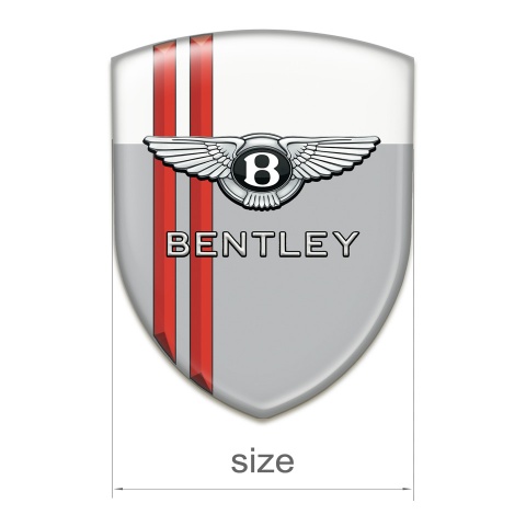 Bentley Domed Emblem Gray White with Red Streaks Style 