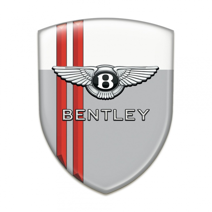 Bentley Domed Emblem Gray White with Red Streaks Style 