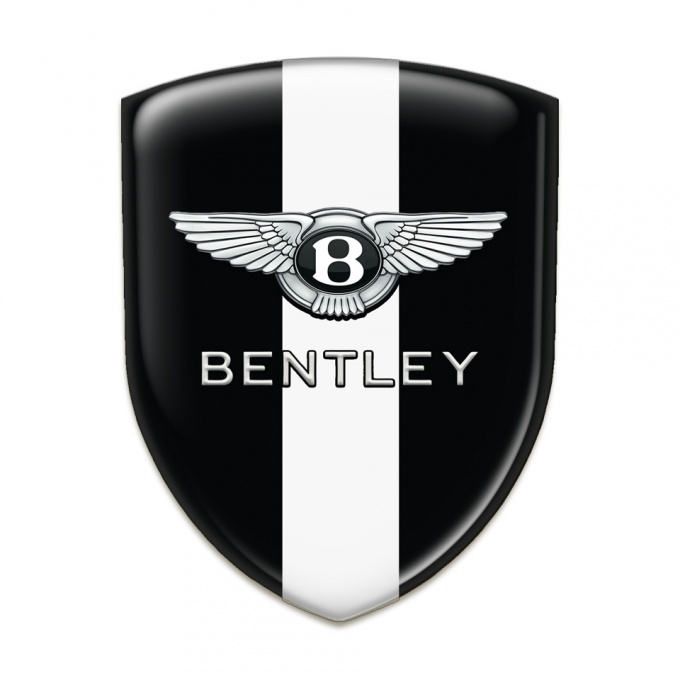 Bentley Car Interior Badge Black with White Ribbon Style 