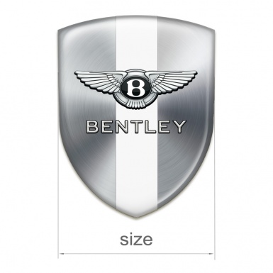 Bentley Silicone Car Decal Badge Silver with White Ribbon Style 