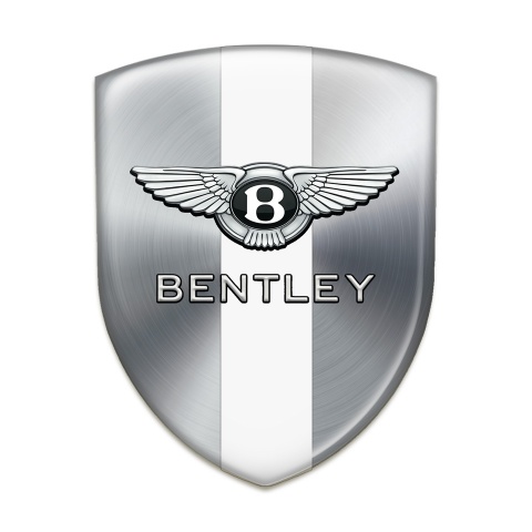Bentley Silicone Car Decal Badge Silver with White Ribbon Style 