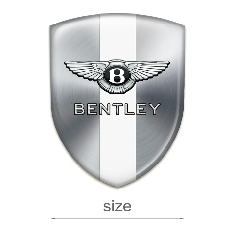 Bentley Silicone Car Decal Badge Silver with White Ribbon Style 
