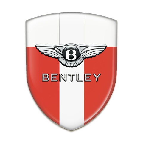 Bentley Tuning Emblem Red White with White Ribbon Design 