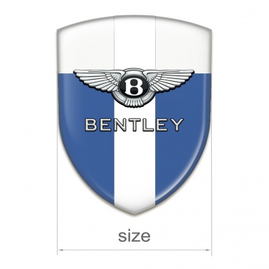 Bentley Self Adhesive Emblem Logo Blue White Base with White Ribbon Design 