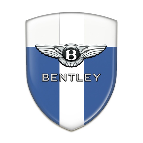 Bentley Self Adhesive Emblem Logo Blue White Base with White Ribbon Design 