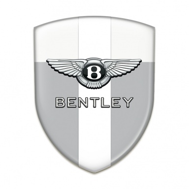 Bentley Domed Emblem Gray White Base White Ribbon Design 