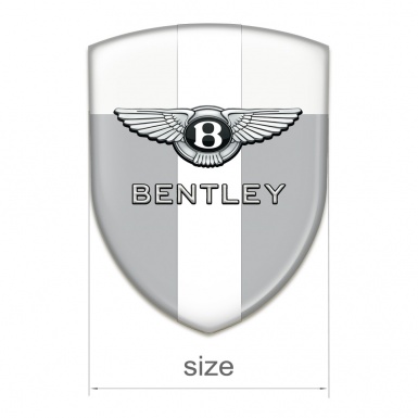 Bentley Domed Emblem Gray White Base White Ribbon Design 