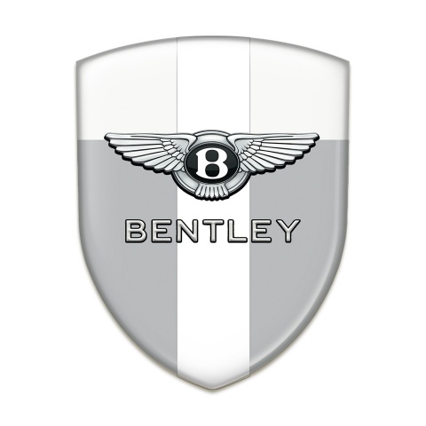 Bentley Domed Emblem Gray White Base White Ribbon Design 