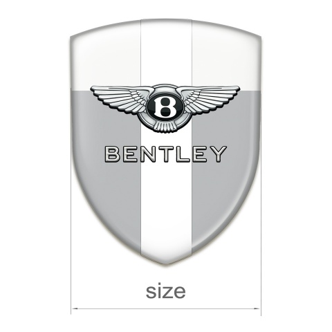 Bentley Domed Emblem Gray White Base White Ribbon Design 