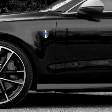 Bentley Silicone Emblem Navy Blue carbon with White Ribbon Design 