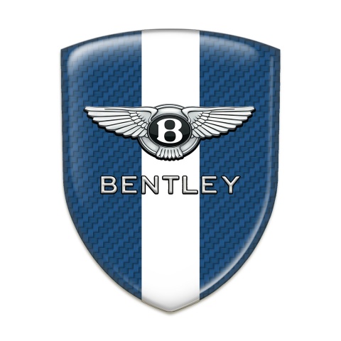 Bentley Silicone Emblem Navy Blue carbon with White Ribbon Design 