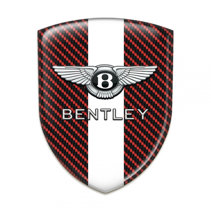Bentley Car Accessories Badge Red Carbon with White Band Edition 
