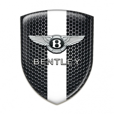Bentley Self Adhesive Car logo Emblem Perforated Steel with White band Edition 