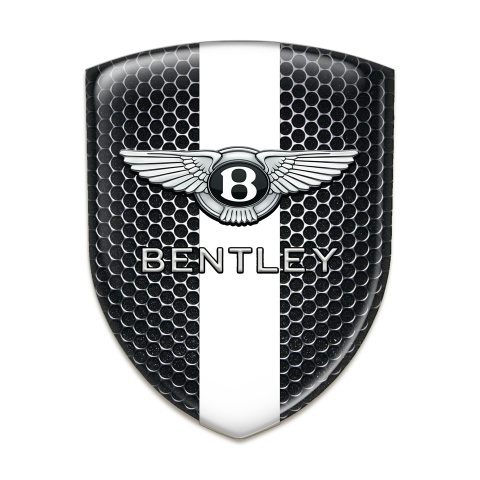 Bentley Self Adhesive Car logo Emblem Perforated Steel with White band Edition 
