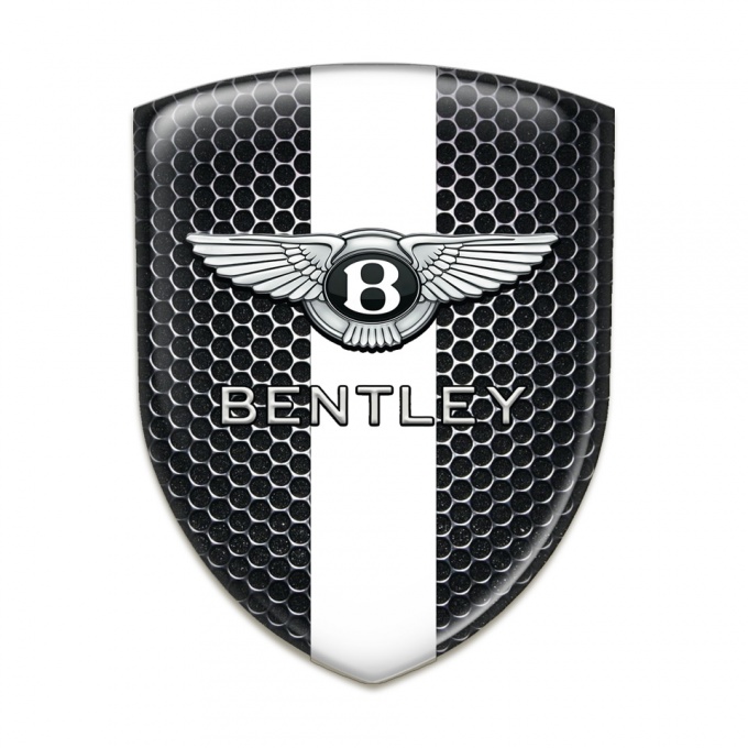 Bentley Self Adhesive Car logo Emblem Perforated Steel with White band Edition 