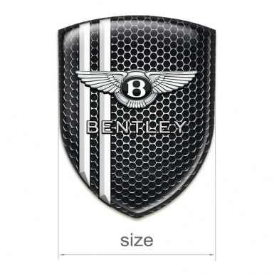 Bentley Self Adhesive Car logo Emblem Perforated Steel with White Lineees edition 