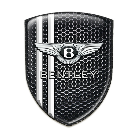 Bentley Self Adhesive Car logo Emblem Perforated Steel with White Lineees edition 