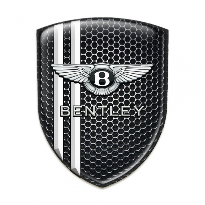 Bentley Self Adhesive Car logo Emblem Perforated Steel with White Lineees edition 