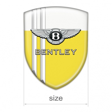 Bentley Domed Emblem Yellow White with White Lines Version 
